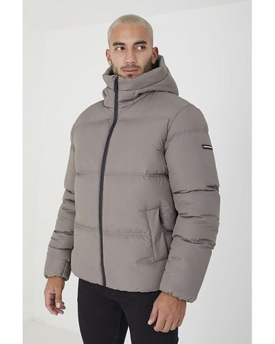 Good For Nothing Hooded Bubble Jacket - Grey