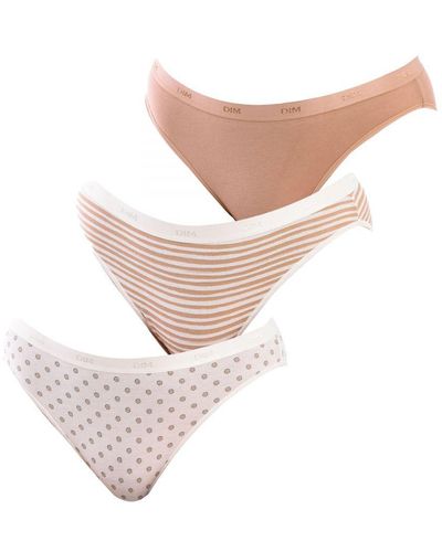 DIM Pack-3 Knickers Slips Coton Strech D4C17 - White