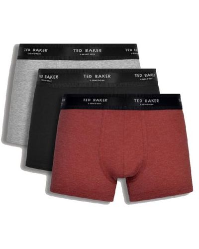 Ted Baker 3 Pack Cotton Fashion Trunk - Red