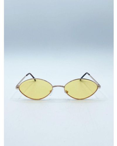 SVNX Metal Oval Frame Sunglasses With Lenses - Blue