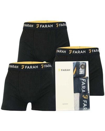 Farah Saginaw 3 Pack Boxer Shorts - Black