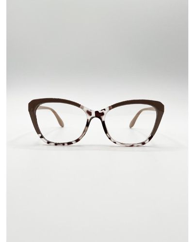 SVNX And Animal Print Clear Lens Glasses - Grey