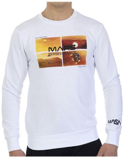 NASA Basic Long-Sleeved Crew-Neck Sweatshirt Mars09S For - White