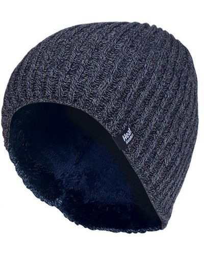 Heat Holders Fleece Lined Thermal Winter Knitted Beanie Hat - Blue