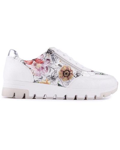 Jana Side Zip Flower Sneakers - Wit