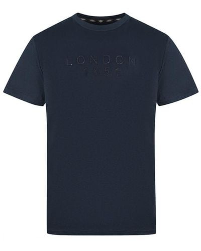 Aquascutum London 1851 Tape Logo T-Shirt - Blue