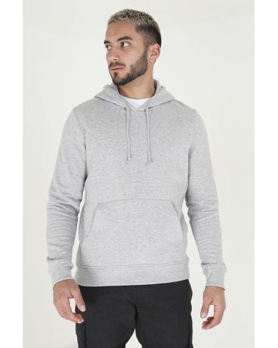 Brave Soul Light Grey 'clarence' Cotton Blend Overhead Hoodie