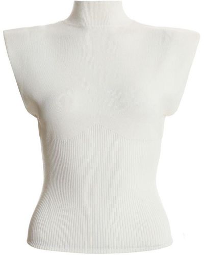 Quiz Cream Seamless Knitted Vest Viscose - White