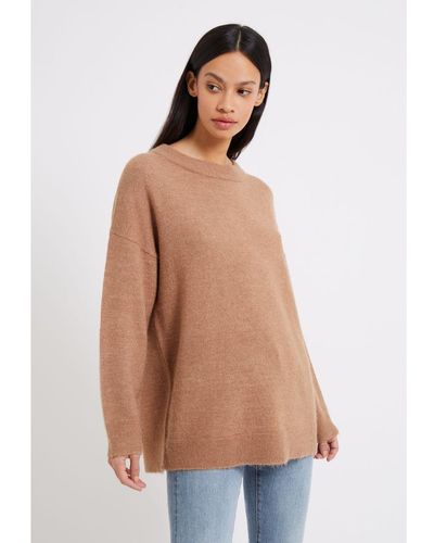 French Connection Vrouwen Slouchy Trui Met Ronde Hals - Naturel