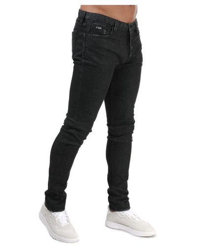 Armani J100 Slimfit Jeans Voor , Grijs - Zwart
