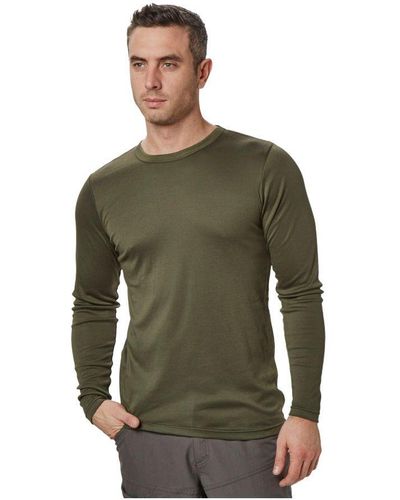 Peter Storm Long Sleeve Thermal Crew Baselayer, Travel Essentials - Green