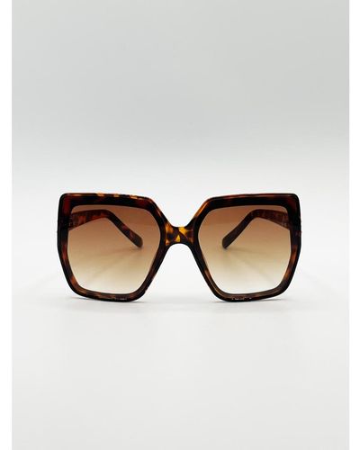 SVNX Oversize Cateye Sunglasses With Diamante Detail - Brown