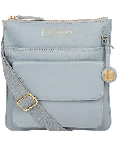 Pure Luxuries 'Langley' Cashmere Leather Cross Body Bag - Blue