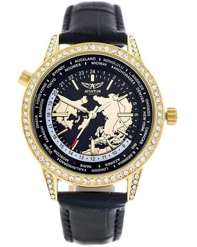 Aviator Horloge F-series Gold Collection Zwart - Grijs