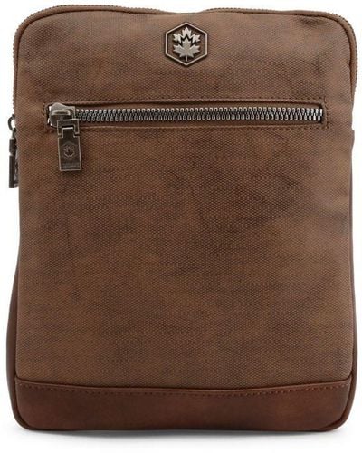 Lumberjack Adjustable Strap Crossbody Bag With Multiple Pockets - Brown
