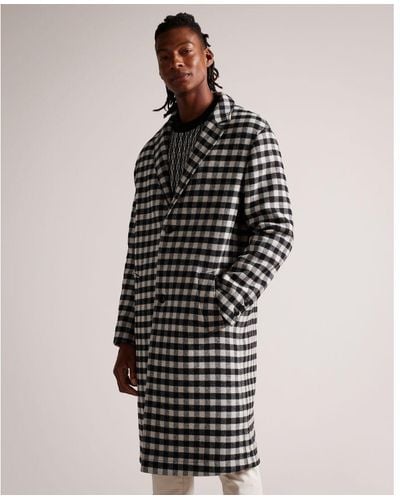 Ted Baker Haceby Monochrome Check Coat - Black