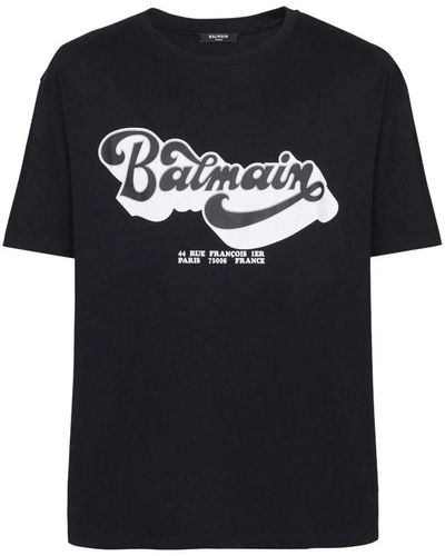 Balmain T-shirt Met Logoprint Uit De Jaren 70 In Zwart