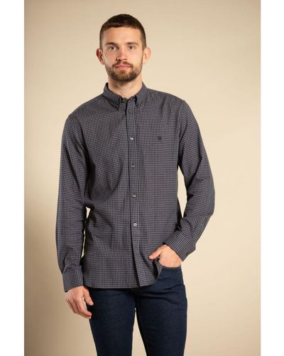 French Connection Cotton Long Sleeve Gingham Shirt - Blue