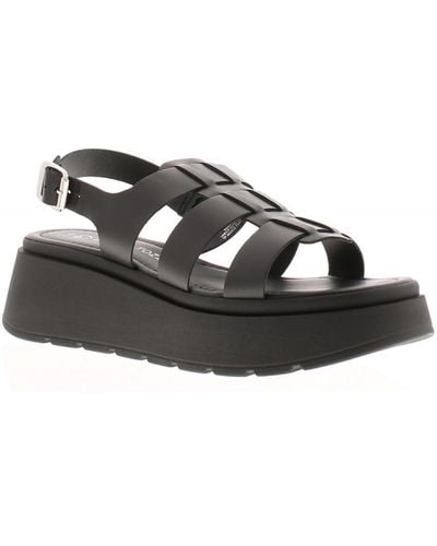 Marco Tozzi Sandals Wedge Marin Leather Buckle Leather (Archived) - Black
