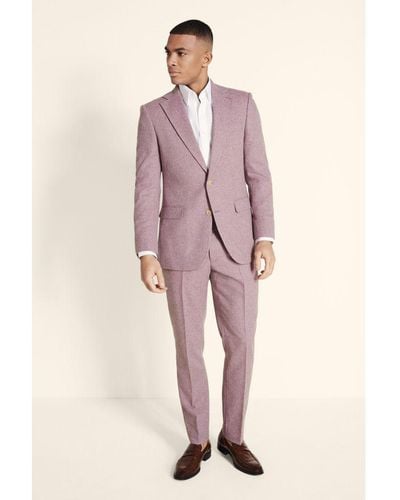 Moss Tailored Fit Dusty Pink Herringbone Jacket