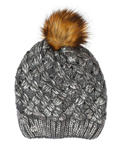 Buff Knitted Hat With Fleece Lining 100200 - Grey