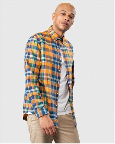 Polo Ralph Lauren Custom Fit Long Sleeved Multicoloured Plaid Oxford Shirt - Blue