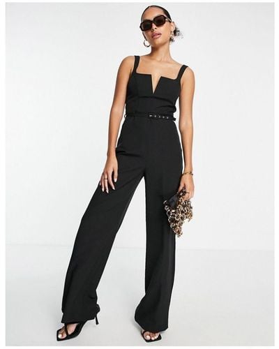 ASOS Tailored Square Neck Jumpsuit With Kick Flare - White