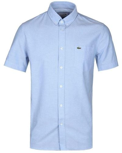 Lacoste Regular Fit Cotton Oxford Ss Shirt - Blue