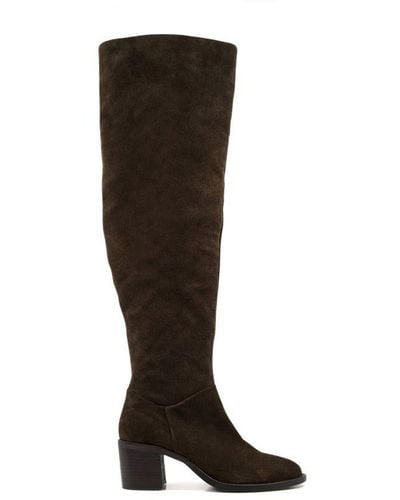 Dune Tamari Leather Block-heel Knee-high Boots - Black