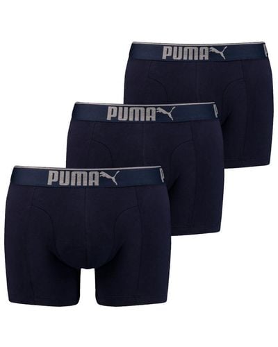 PUMA Lifestyle Sueded Cotton Boxer Shorts Trousers 3 Pack 907268 05 - Blue