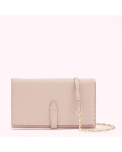 Lulu Guinness Pebble Pink Juniper Chain Wallet Leather