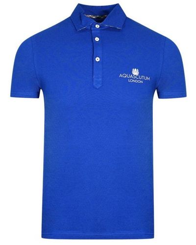 Aquascutum London Vet Logo Blauw Poloshirt