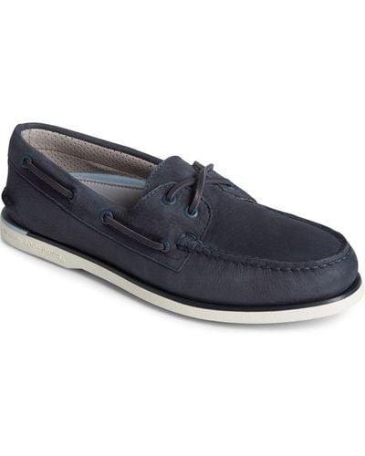 Sperry Top-Sider Authentic Original 2-Eye Nubuck Classic Slip On Shoes - Blue