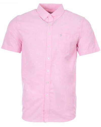 Farah Drayton Overhemd Met Korte Mouwen Voor , Koraalrood - Roze