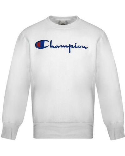 Champion Script Logo Wit Sweatshirt