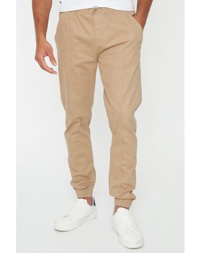 Threadbare 'Metro' Cuffed Casual Trousers With Stretch - Natural