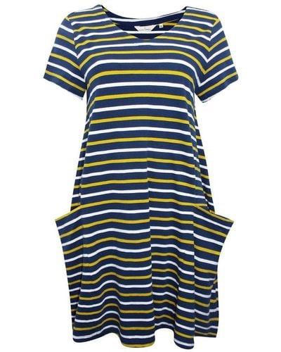 Seasalt Jersey Stripe T Shirt Dress With Pockets - Blue