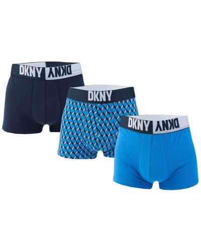 DKNY Yuma Boxershorts Voor , Set Van 3, Blauw