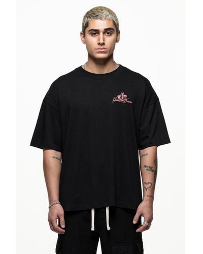 Good For Nothing Black Oversized Cotton T-shirt With Graphic Butterfly Print