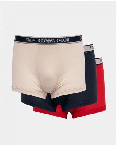 Emporio Armani 3-Pack Core Logoband Trunks - Red