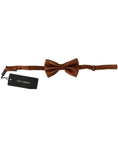 Dolce & Gabbana Silk Adjustable Neck Bow Tie - Brown