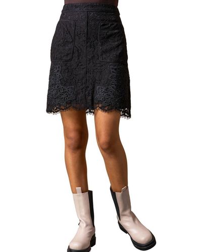 D.u.s.k Lace Overlay Pocket Detail Skirt - Black