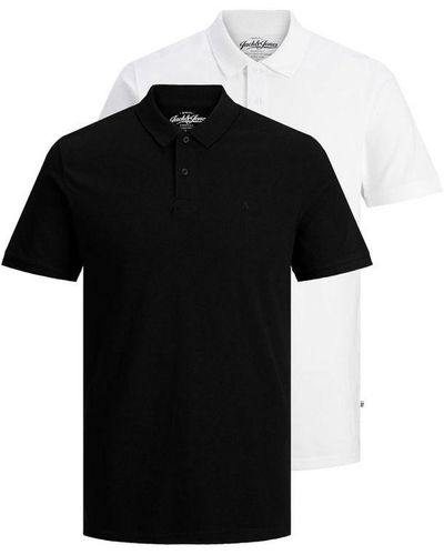 Jack & Jones Jack&jones Klassieke Polo-t-shirts Voor , Geribbelde Kraag En Korte Mouw - Zwart