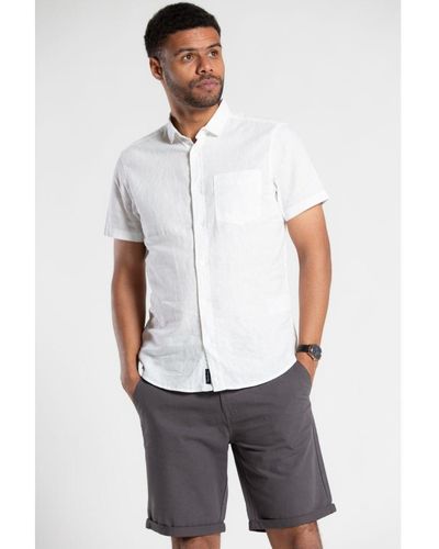 Tokyo Laundry White Short-sleeve Linen Blend Shirt Cotton