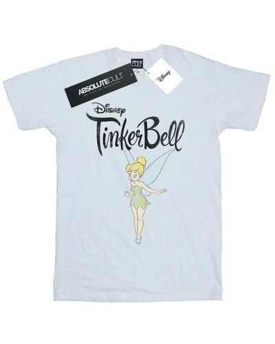 Disney Ladies Tinker Bell Flying Tink Cotton Boyfriend T-Shirt () - Blue