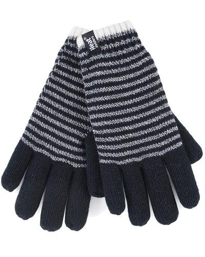 Heat Holders Striped Fleece Lined Thermal Gloves - Blue