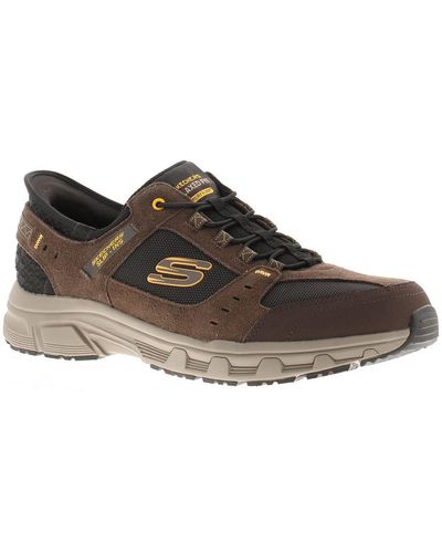 Skechers Slip-Ins Trainers Suede Leather A Elastic Lace - Brown