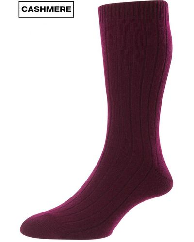 Pantherella Cashmere Waddington Rib Sock - Purple