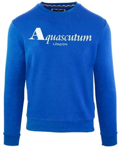 Aquascutum Bold London Logo Blauw Sweatshirt