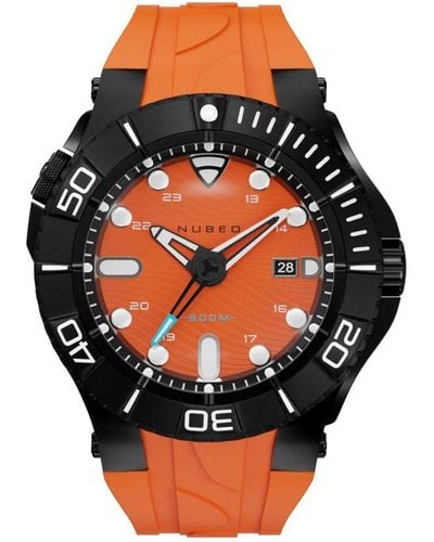 Nubeo Manta 2021 Japanese Automatic 50mm Orange Watch With Silicon Strap Nb Silicone - Grey